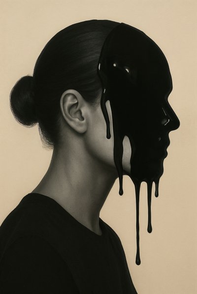 Obsidian Muse, 2025 (akryl på duk) av George Rosaly