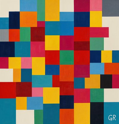 Ordning i kaoset, 2025 (akryl på duk) av George Rosaly