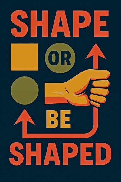 SHAPE OR BE SHAPED, 2025 (akryl på duk) av George Rosaly