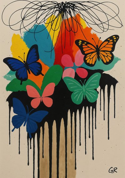 Signs We Hold On To, 2025 (akryl på duk) av George Rosaly