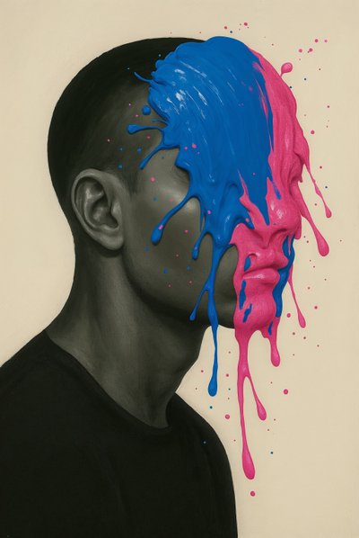 Split Frequency, 2025 (akryl på duk) av George Rosaly