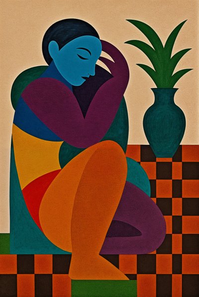 Still Here, Still Whole, 2025 (akryl på duk) av George Rosaly