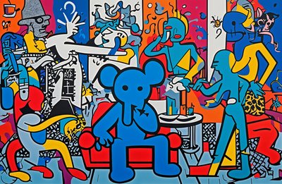 The Aftermath Lounge, 2024 (Akryl på duk) av George Rosaly