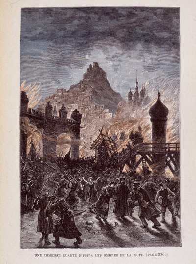En enorm klarhet skingrade nattens skuggor (sida 330) i "" Michel Strogoff"" av Jules Verne av George Roux