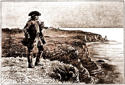Kapten Billy Bones ser på när piraterna anländer av George Roux