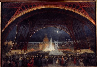 Nattfest på 1889 års världsutställning under Eiffeltornet Målning av Georges Roux (1800-talet) 1889 Sön. 0,95x0,65 m Paris, Musee Carnavalet av George Roux