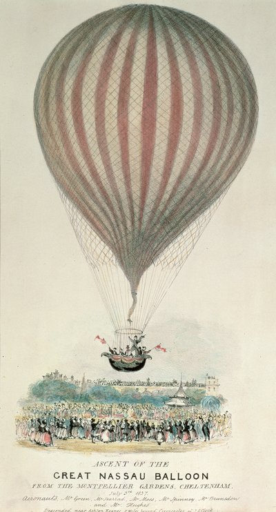 Ascent of the Great Nassau Balloon, Montpellier Gardens, 3 juli 1837 av George Rowe