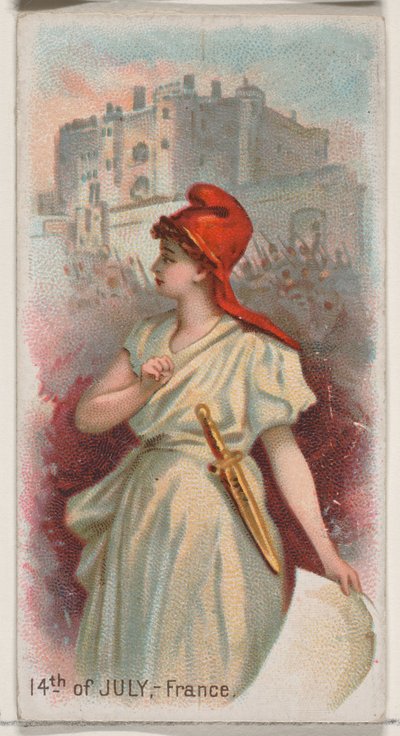 14 juli, Frankrike, från Holidays-serien N80 för cigaretter av märket Duke, 1890., 1890. av George S. Harris and Sons