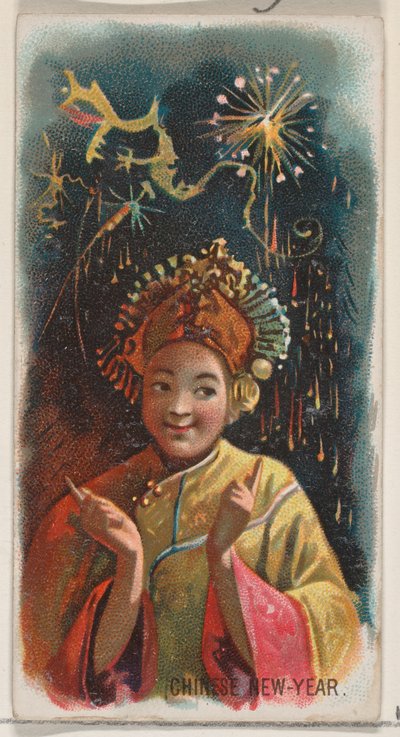 Kinesiskt nyår, från Holidays-serien N80 för cigaretter av märket Duke, 1890., 1890. av George S. Harris and Sons