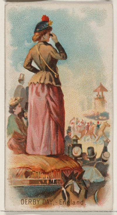 Derby Day, England, från Holidays-serien N80 för cigaretter av märket Duke, 1890., 1890. av George S. Harris and Sons