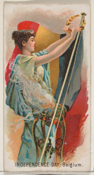 Independence Day, Belgien, Österrike, från Holidays-serien N80 för Duke brand cigarett..., 1890. av George S. Harris and Sons