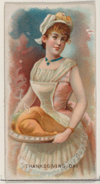 Thanksgiving Day, USA, från Holidays-serien N80 för cigaretter av märket Duke,..., 1890. av George S. Harris and Sons