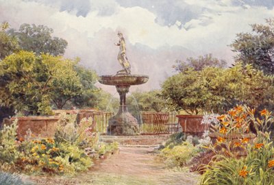 Italienska trädgårdar: Villa Amari, Fontänen (färglitografi) av George Samuel Elgood