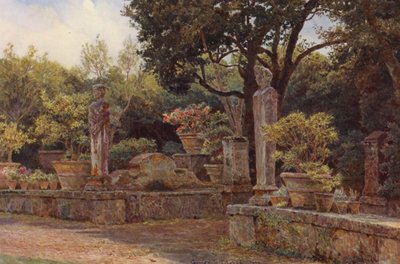 Italienska trädgårdar: Villa Piatti (färglitografi) av George Samuel Elgood