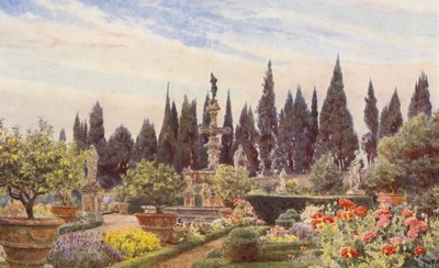 Italienska trädgårdar: Villa Reale di Castello (färglitografi) av George Samuel Elgood
