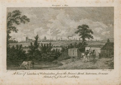 Utsikt över London och Westminster, från Princes Head, Battersea, Surrey av George Samuel Elgood
