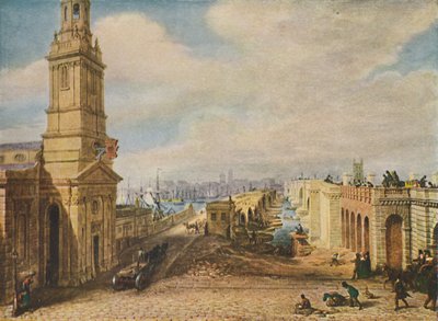 London Bridges gamla och nya, 1831, 1920 av George Scharf