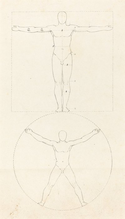 Cirkel och kvadrat av den mänskliga figuren av George Scharf after John Flaxman