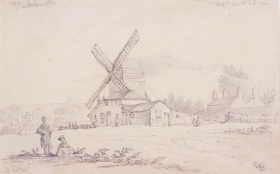 Vy över kvarn med en väderkvarn på Blackheath, Greenwich, London, 1833 av George Shepheard