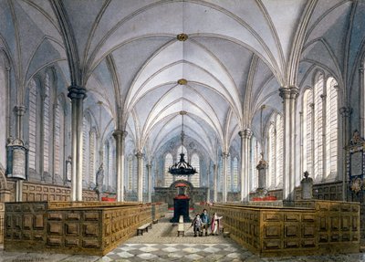 Interiörvy av Temple Church, London, 1811. av George Shepherd