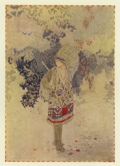 Glooskap gick ensam vid havet (färg litho) av George Sheringham