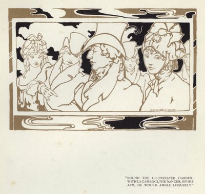 Illustration för The Happy Hypocrite av Max Beerbohm (färg litho) av George Sheringham
