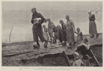Begravning av ett fiskarbarn i Volendam vid Zuider Ze. av George Sherwood Hunter