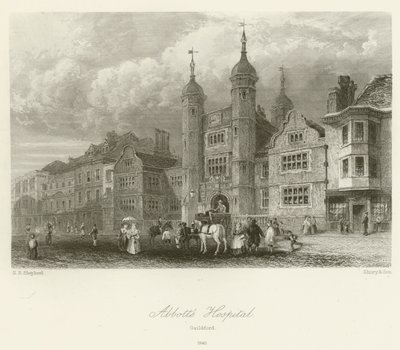 Abbotts Hospital, Guildford, 1840 av George Sidney after Shepherd