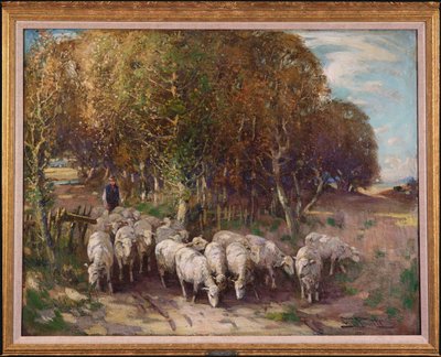 Driving the Flock (olja på duk) av George Smith