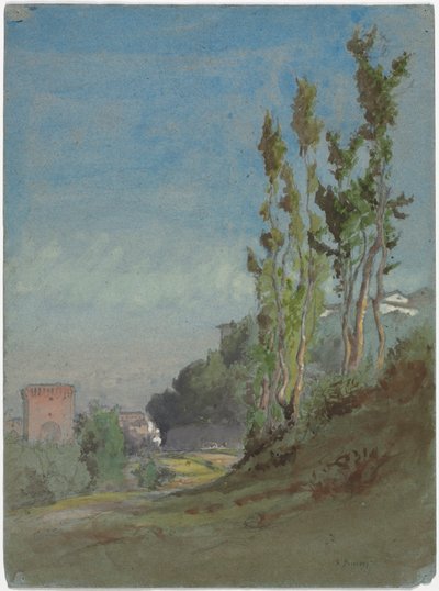 Albano, Italien, ca 1872 (akvarell med gouache över grafit) av George Snr. Inness