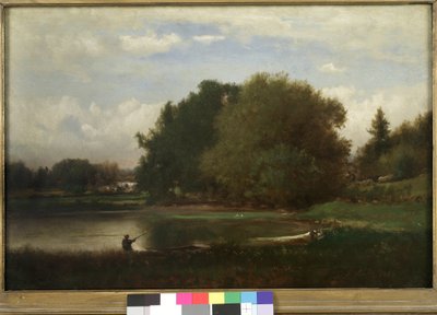Landskap, 1860 (olja på papper på panel) av George Snr. Inness