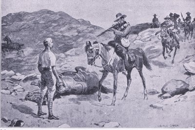 En galant gärning på marschen till Hoopstad, After Pretoria: The Guerilla War publicerad av Harmsworth Bros Limited 1901 av George Soper