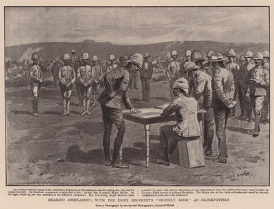 Utfrågning av klagomål, med Essex Regiments Orderly Room i Bloemfontein av George Soper