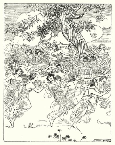 Perseus: "Dansar hand i hand runt det förtrollade trädet" (litho) av George Soper