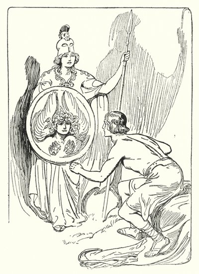 Perseus: "I sköldens spegel dök ett ansikte upp" (litho) av George Soper