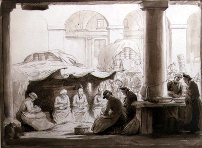 Shelling Peas, Covent Garden av George Soper