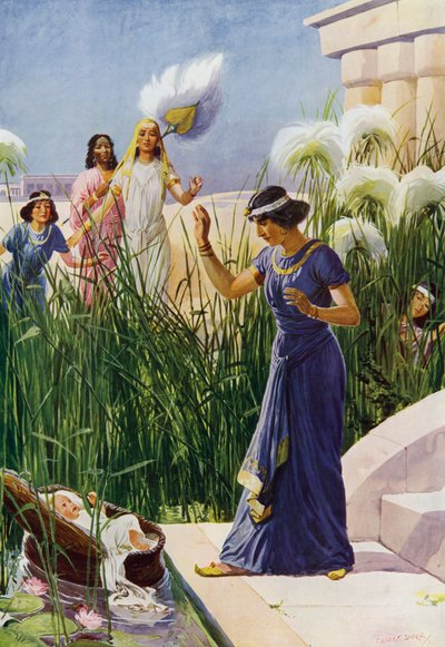 The Babe Among The Bulrushes (färg litho) av George Soper