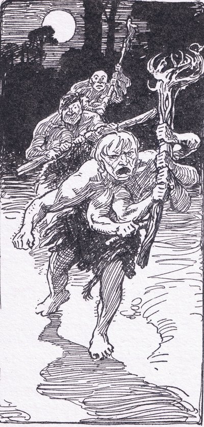 Medan de låg och sov kom de hemska männen ner, från The Heroes publicerad av George Allen och Unwin 1929 av George Soper