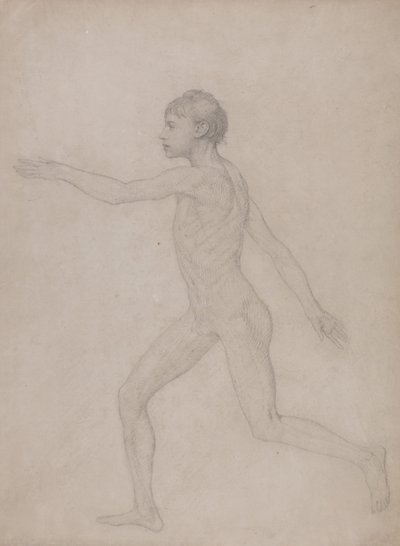 En jämförande anatomisk framställning av människokroppens struktur med tigerns och den vanliga fågelns: Human Figure, Lateral View (Preliminärt utkast till den slutliga studien för tabell VIII) av George Stubbs