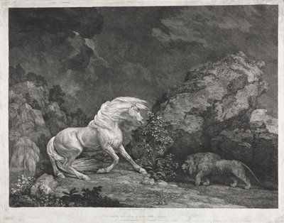 En häst skrämd av ett lejon, 1777. av George Stubbs