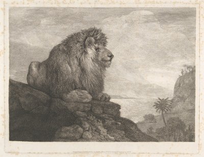 Ett lejon (ett lejon som vilar på en klippa) av George Stubbs