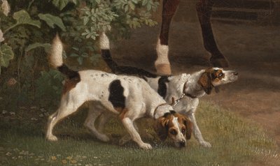 Detalj från William Henry Cavendish Bentinck, 3:e hertig av Portland framför Welbeck Abbey Ridstall, 1766-7 av George Stubbs