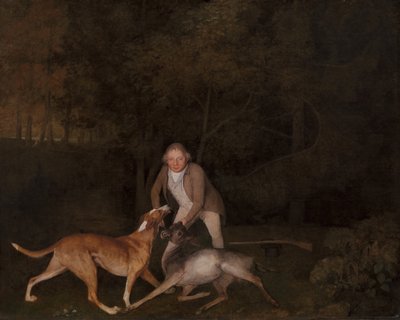 Freeman, jarlen av Clarendons viltvårdare, med en döende do och hund, 1800. av George Stubbs