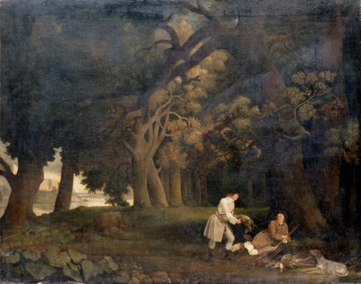 Fotografering av skogsscen (olja på duk) av George Stubbs