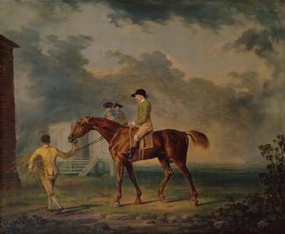 Sir Salomon, A Bay Racehorse med J.Singleton, Newmarket (olja på duk) av George Stubbs