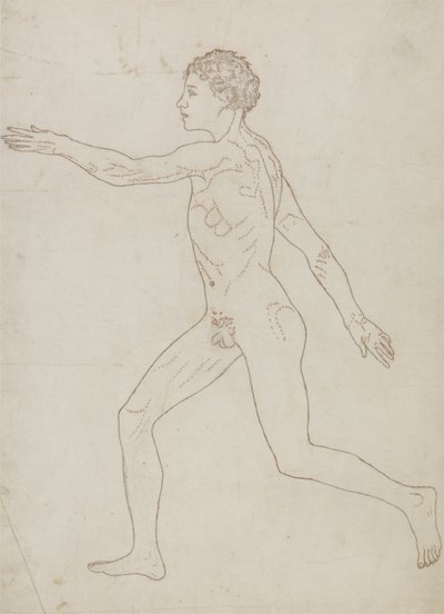 Studie av människofiguren, sidovy, från "En jämförande anatomisk beskrivning av människokroppens struktur med en tiger och en höns", ca 1795-1806 (grafit på papper) av George Stubbs