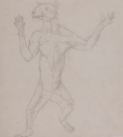 Tigerkropp som står i mänsklig hållning av George Stubbs