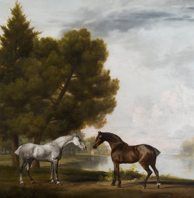 Two Horses Communing in a Landscape, ca 1765-80 (olja på duk) av George Stubbs