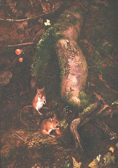 Åkermöss vid foten av ett träd, 1876 av George Thomas Rope