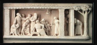 The Release of Peter, tillverkad av Doulton & Co., ca 1872-82 (terrakotta) av George Tinworth